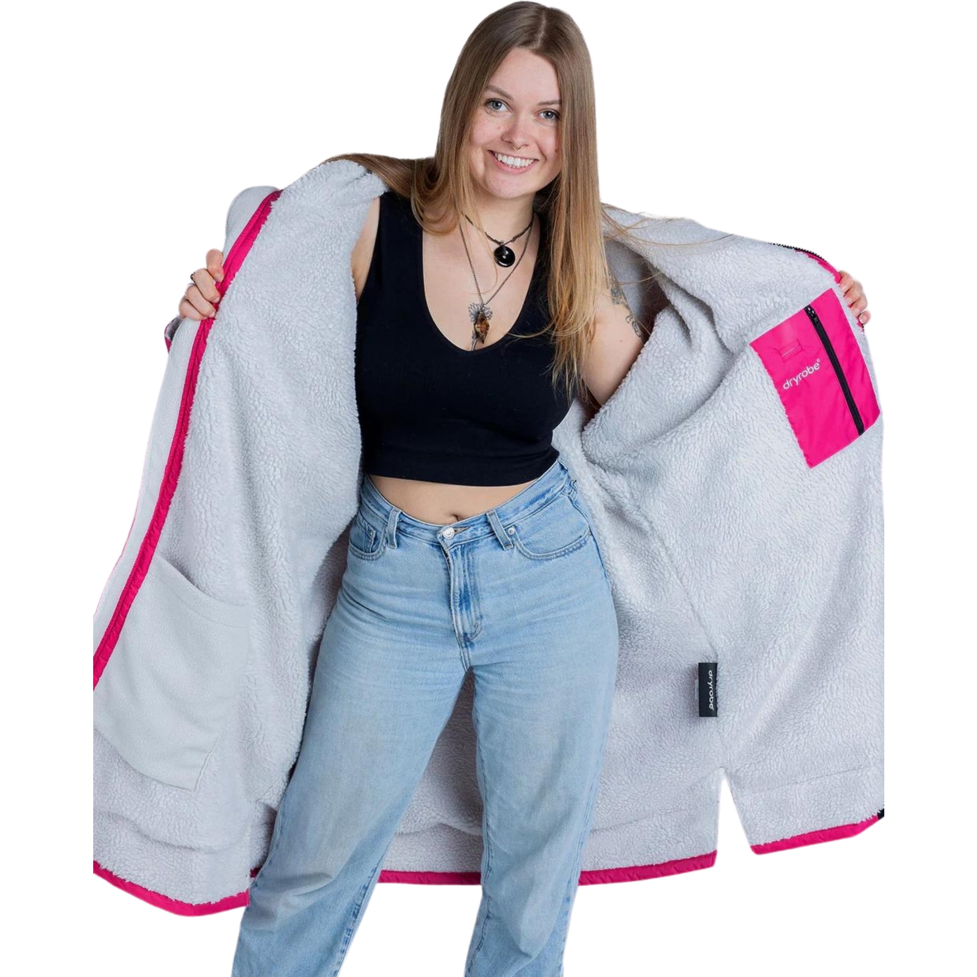 2026 Dryrobe Advance Langarm-Umkleidemantel DALSV3  Pink / Hellgrau